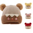 thumbnail image 1 of Oiyii Toddler Boys Cartoon‑Embroidery Knit Hat Solid Winter‑Warmth Beanie Daily‑Wear Headwear, Beige, 1 of 4