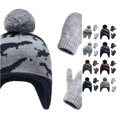 thumbnail image 1 of Oiyii Toddler Boys Fleece‑Lined Earflap Cap Dinosaur‑Print Mittens Skiing Beanie Fall Winter Cap, Grey, 1 of 4
