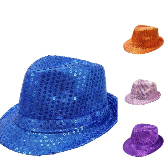 Oiyii Toddler Boys Sequin Fedoras Sparkle Stage Per formance Party Fedora Hats, Dark Blue
