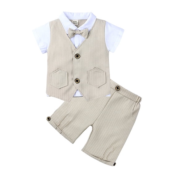Oiyii Toddler Boys Short Sleeve Dress Shirt Shorts Wedding Party Formal Suit, Sizes 2-3