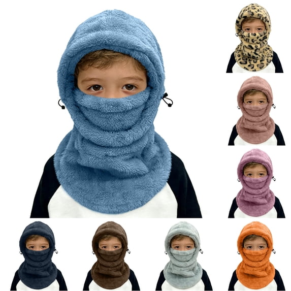 Oiyii Toddler Boys Warm Bomber Hats Drawstring‑Adjustable Snow Beanies, Blue