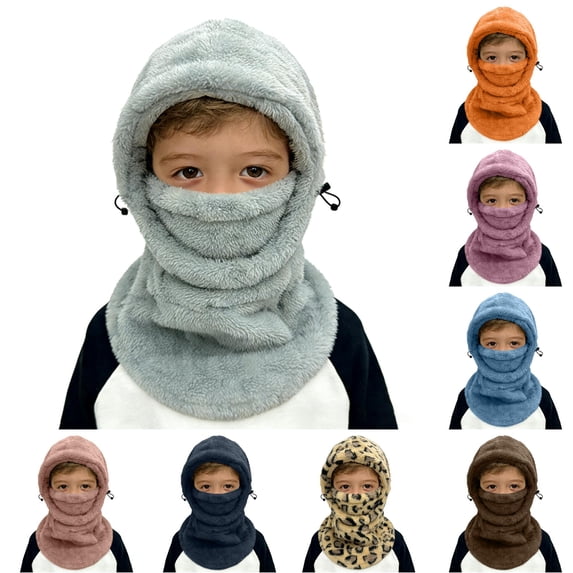 Oiyii Toddler Boys Warm Bomber Hats Drawstring‑Adjustable Snow Beanies, Grey