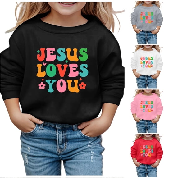 Oiyii Toddler Girl Letter Graphic Pullover Sweatshirt Crew Neck Long Sleeve Soft Sweatshirts Sport Daily Top,Black