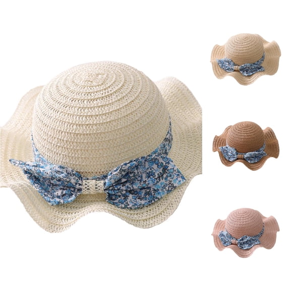 Oiyii Toddler Girl’S Beach‑Ready Sun Hats Floral‑Bow‑Accented Bucket Hats, White
