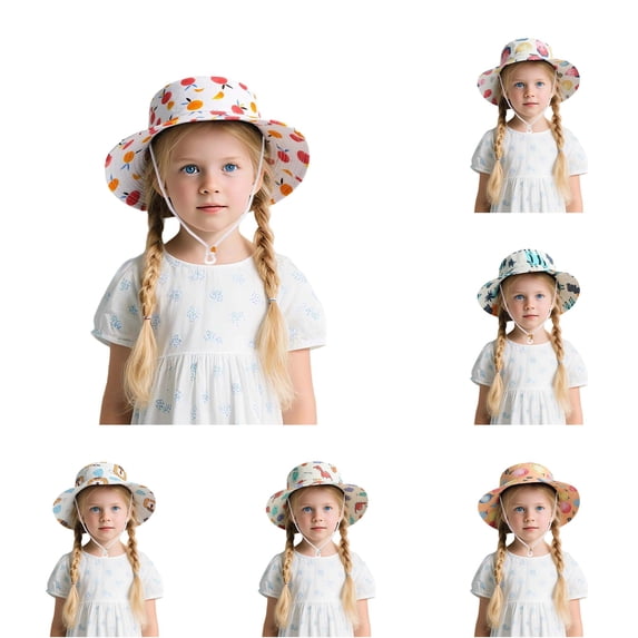 Oiyii Toddler Girl’S Outdoor Bucket Hats Jungle‑Animal‑Printed Sun Hats, Red