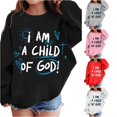 thumbnail image 1 of Oiyii Toddler Girl's Child Of God Letter Sweatshirt Crew Neck Oversize Graphic Sweatshirts Daily Pullover Top,Black, 1 of 5