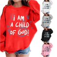 thumbnail image 1 of Oiyii Toddler Girl's Child Of God Letter Sweatshirt Crew Neck Oversize Graphic Sweatshirts Daily Pullover Top,Red, 1 of 5