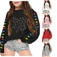 thumbnail image 1 of Oiyii Toddler Girl's Christmas Bow Graphic Sweatshirt Long Sleeve Crew Neck Sweatshirts Holiday Pullover Top,Black, 1 of 6