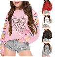 thumbnail image 1 of Oiyii Toddler Girl's Christmas Bow Graphic Sweatshirt Long Sleeve Crew Neck Sweatshirts Holiday Pullover Top,Pink, 1 of 6