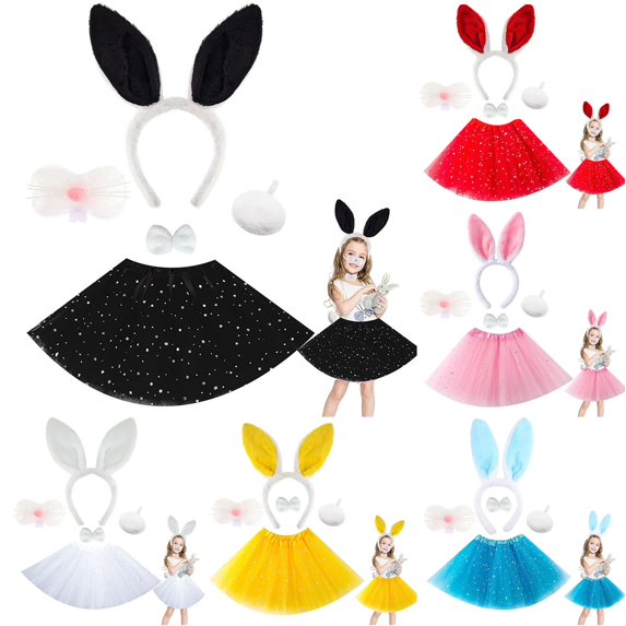 Oiyii Toddler Girl's Cute Halloween Clothes Set Bunny Theme Tutu Skirt Party Soft Holiday Skirt Set,Black