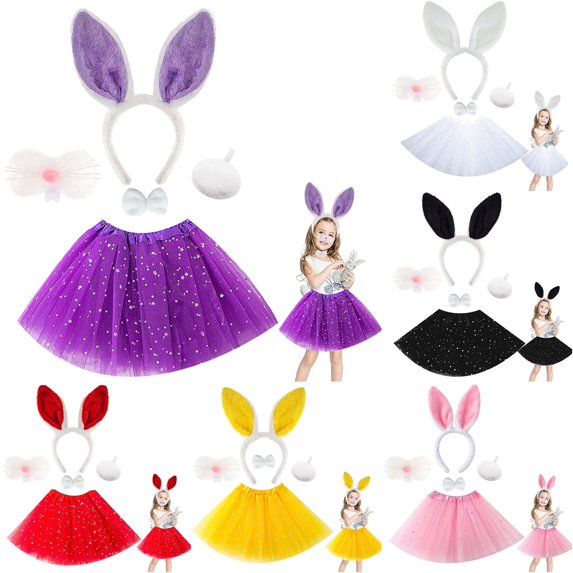 Oiyii Toddler Girl's Cute Halloween Clothes Set Bunny Theme Tutu Skirt Party Soft Holiday Skirt Set,Dark Purple