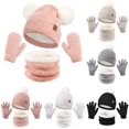thumbnail image 1 of Oiyii Toddler Girl's Fleece‑Lined Pom‑Pom Beanie Solid Fall Winter Gloves, Pk1, 1 of 5