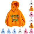 thumbnail image 1 of Oiyii Toddler Girl's Leopard Graphic Hoodie For Toddler Girls Long Sleeve Messy Bun Bandana Print School Casual Hooded Sweatshirt,Gold, 1 of 4