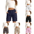 thumbnail image 1 of Oiyii Toddler Girl's Multi Pocket Cargo Shorts Solid Drawstring Hiking Shorts Summer Casual Short Pants,Navy, 1 of 4