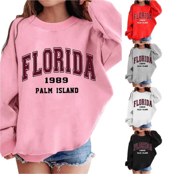 Oiyii Toddler Girl's Oversized Sweatshirt Letter Graphic Crewneck Long Sleeve Retro Casual Pullover Tops,Pink