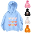 thumbnail image 1 of Oiyii Toddler Girl's Pastel Graphic Hoodie Long Sleeve Multi Tone Heart Grid Print Outdoor Casual Hooded Sweatshirt,Blue, 1 of 4