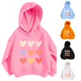 thumbnail image 1 of Oiyii Toddler Girl's Pastel Graphic Hoodie Long Sleeve Multi Tone Heart Grid Print Outdoor Casual Hooded Sweatshirt,Pink, 1 of 4