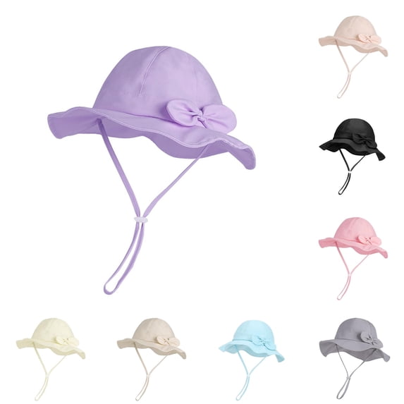Oiyii Toddler Girl's Soft Bucket Hats Bow‑Accent Sun Hats Casual Daily Cap, Purple