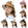 thumbnail image 1 of Oiyii Toddler Girls Breathable Bucket Hats Bear Embroidered Mesh Panel Camping Sun Hats, Khaki, 1 of 4