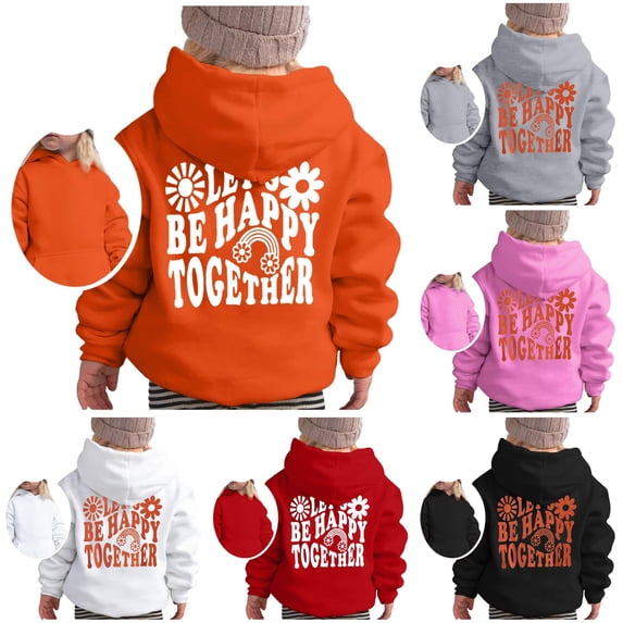 Oiyii Toddler Girls' Floral Letter Pullover Hoodie Back Graphic Long Sleeve Casual Hooded Sweatshirt Fashion Pullover Top,Orange