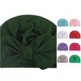 thumbnail image 1 of Oiyii Toddler Girls Large‑Bow Bow Turban Hat Solid Hats Casual Daily Baby Soft Party Cap, Army Green, 1 of 3