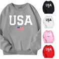 thumbnail image 1 of Oiyii Toddler Girls' Letter Graphic Crewneck Sweatshirt Flag Print Long Sleeve Casual Oversize Top Sports Sweatshirts,Grey, 1 of 3