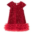 thumbnail image 1 of Oiyii Toddler Girls Party Gown Tutu Dresses Sequins Sparkly Short Sleeve Ruffle Mesh Dress, 1 of 9