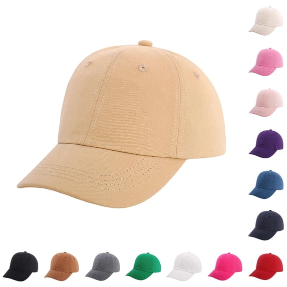 Oiyii Toddler Girls Solid Baseball Caps Solid Color Casual Baseball Hats Turcker Caps, Khaki