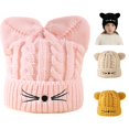 thumbnail image 1 of Oiyii Toddler Girls Solid Color Beanies Knit Elf‑Shaped Sun Hats Cozy Winter Cap, Pink, 1 of 5