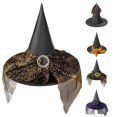 thumbnail image 1 of Oiyii Toddler Girls Spider‑Ornament Witch Hat Role Playing Solid Halloween Cap Party Headwear, Gold, 1 of 5