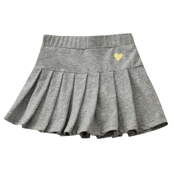 Oiyii Toddler Girls Summer Skirts Heart Embroidery High Waist Pleated Mini Skort