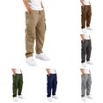 thumbnail image 1 of Oiyii Tween Boy's Multi Pocket Cargo Pants Solid Straight Leg Casual Trousers Everyday Wear Bottoms,Khaki, 1 of 5