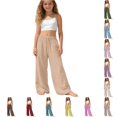 thumbnail image 1 of Oiyii Tween Girl's Comfort Fit Trousers Solid Linen Flowy Loose Pants Everyday Casual Bottoms,Khaki, 1 of 6