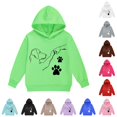 thumbnail image 1 of Oiyii Tween Girl's Dog Paw Hand Line Hoodie Long Sleeve Hooded Sweatshirt Casual Soft Pullover Top,Light Green, 1 of 3