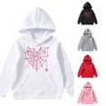 thumbnail image 1 of Oiyii Tween Girl's Heart Spider Web Graphic Hoodie Long Sleeve Printed Casual Hooded Sweatshirt Halloween Pullover Top,White, 1 of 7