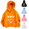 thumbnail image 1 of Oiyii Tween Girl's Pastel Graphic Hoodie Long Sleeve Multi Tone Heart Grid Print Outdoor Casual Hooded Sweatshirt,Orange, 1 of 4