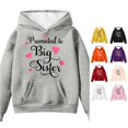 thumbnail image 1 of Oiyii Tween Girl's Promoted To Big Sister Heart Script Graphic Hoodie Long Sleeve Family Hooded Sweatshirt Pullover Top,Grey, 1 of 3