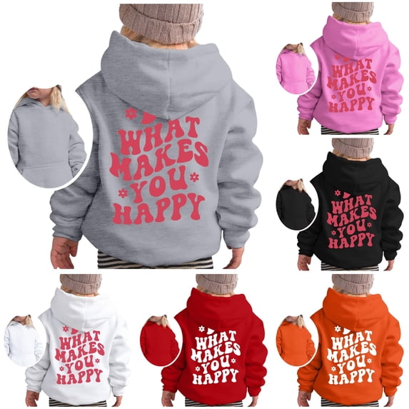 Oiyii Tween Girls' Heart Floral Pullover Hoodie Back Letter Print Long Sleeve Casual Hooded Sweatshirt Soft Pullover Top,Grey