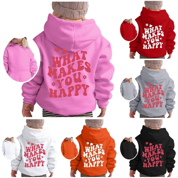 Oiyii Tween Girls' Heart Floral Pullover Hoodie Back Letter Print Long Sleeve Casual Hooded Sweatshirt Soft Pullover Top,Pink