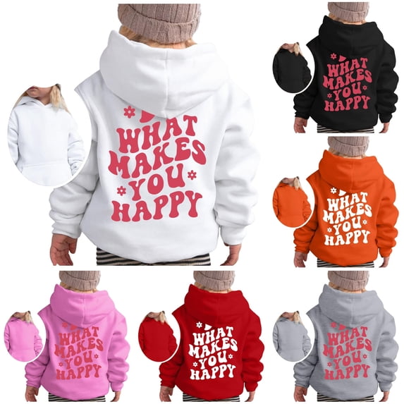 Oiyii Tween Girls' Heart Floral Pullover Hoodie Back Letter Print Long Sleeve Casual Hooded Sweatshirt Soft Pullover Top,White