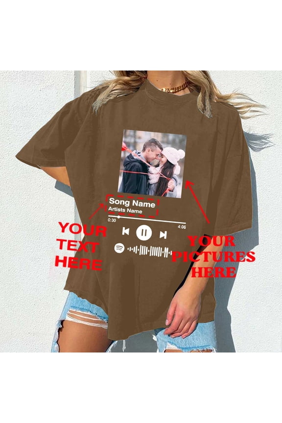 Women's DIY Customization Name Photo Top T-shirt Crew Neck Short Sleeve T shirt