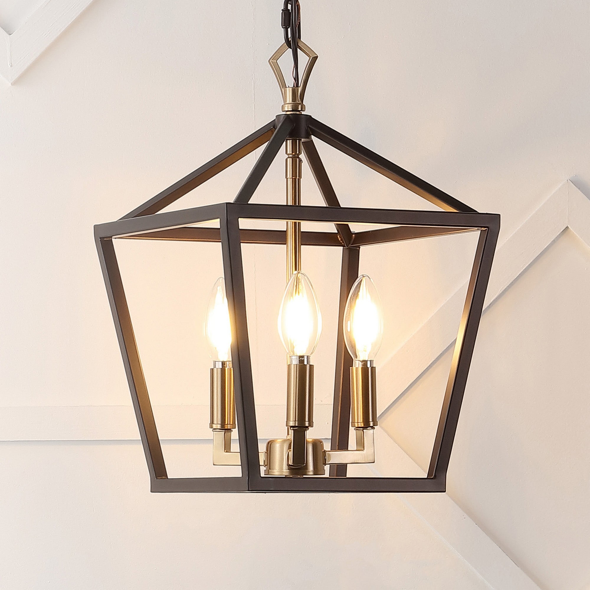 Ojai 10" Black and Gold Iron LED Pendant Lantern