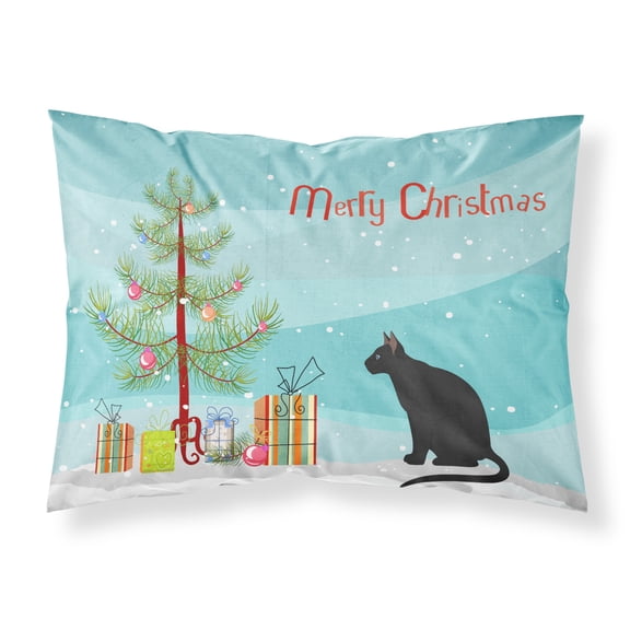 Ojos Azules Cat Merry Christmas Fabric Standard Pillowcase
