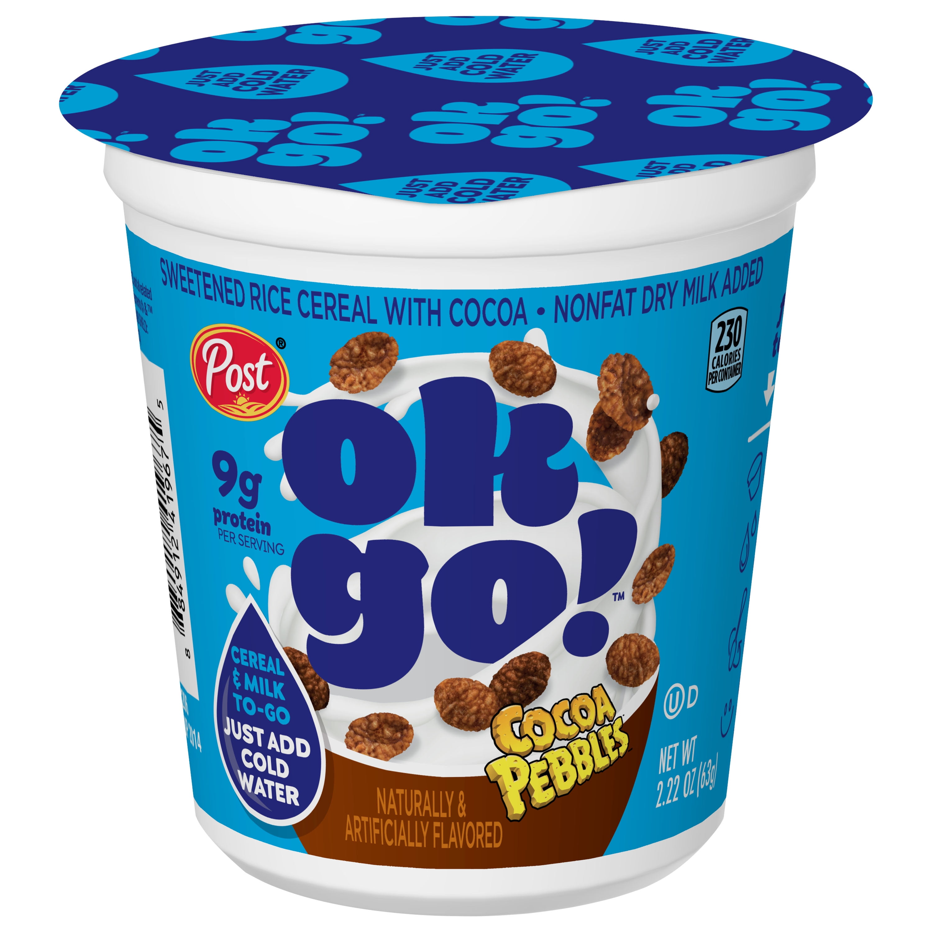 Ok Go! Cocoa PEBBLES Cereal Cup, 2.43 oz Cup