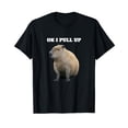 thumbnail image 1 of Ok I Pull Up" Capybara Black T-Shirt - Classic Fit, Crew Neck, Cap Sleeve, 1 of 5