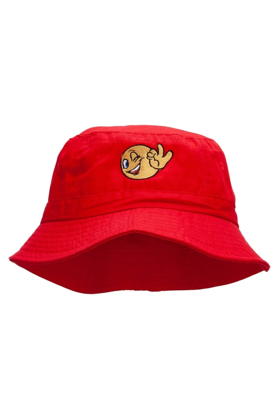 Ok Icon Embroidered Bucket Hat - Red OSFM