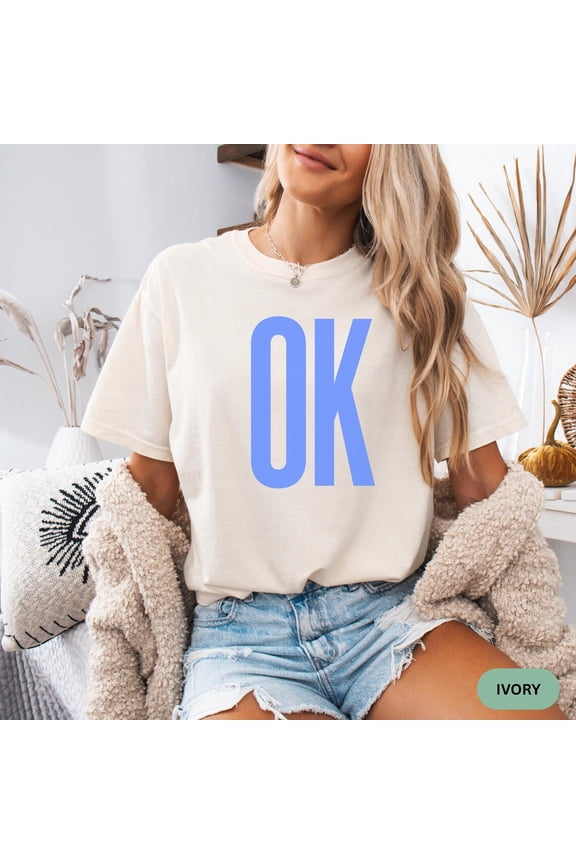 Ok Retro Minimalist State Sky Blue Graphic Midwest Gift T-Shirt