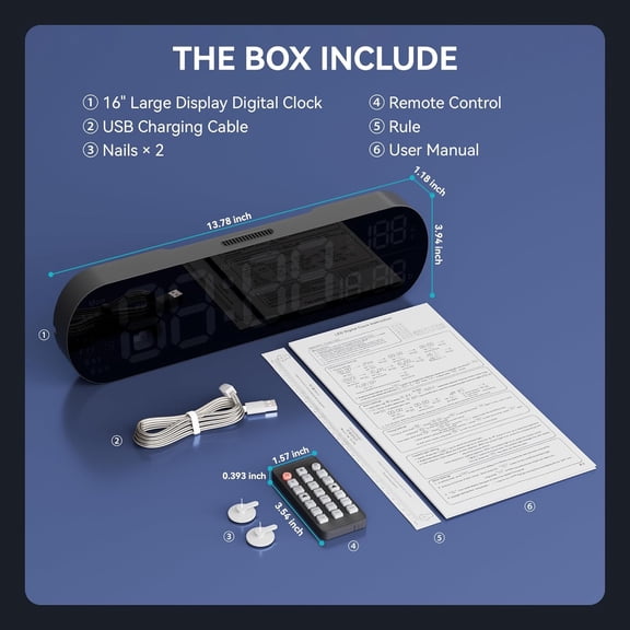 Ok to Wake Alarm Clock for Kids, Cat Alarm Clock with Sleep Training and Sound Machine and 13.7 inch Large Digital Wall Clock with RGB Color, Date Week Temperature DST, Auto Brightness