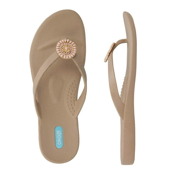 Oka-B Faith Flip Flops, Chai - Size 8M