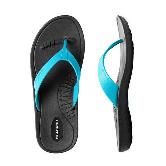 Okabashi Breeze Women's Flip Flops-Black/Turquoise-ML